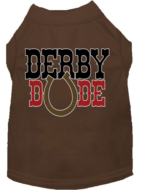 Derby Dude Screen Print Dog Shirt Brown XL